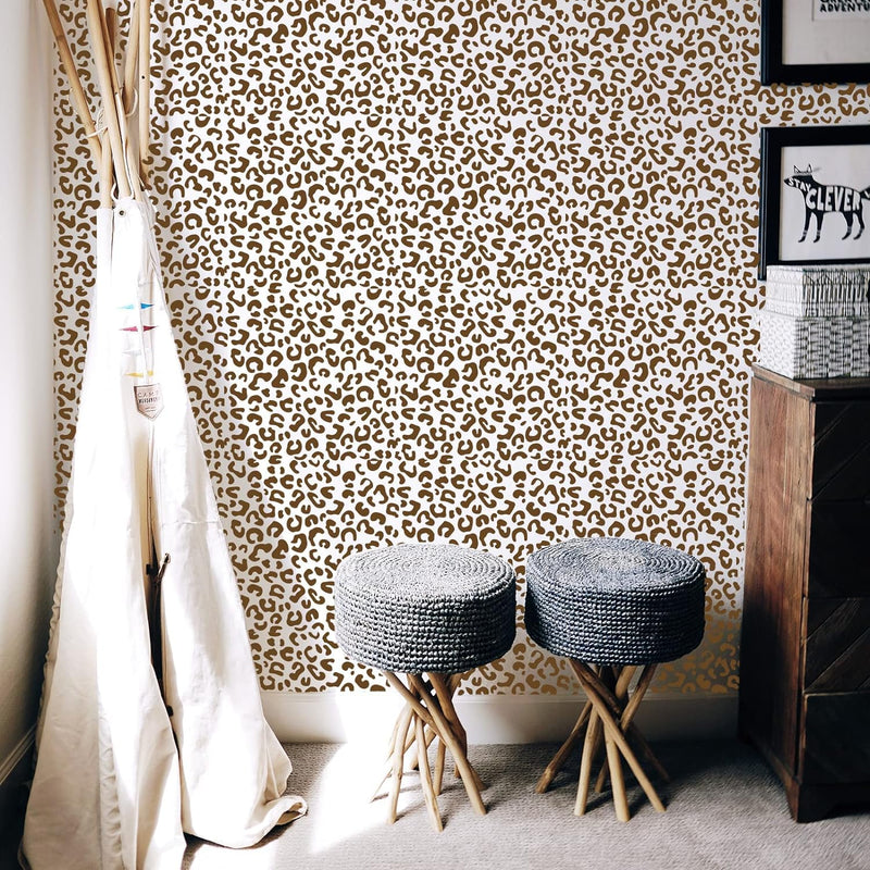 FINGERINSPIRE Leopard Skin Stencils Decoration Template 11.8x11.8 inch Plastic Animal Print Drawing Painting Stencils Square Reusable Cheetah Skin Stencils for Painting on Wood, Floor, Wall and Tile