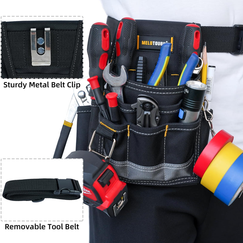 MELOTOUGH Electrician Tool Pouch Tool Belt Pouches Multiple Pockets Tool Organizer for Technician, Maintenance, HVAC Small Electrician Pouch Grey - NewNest Australia