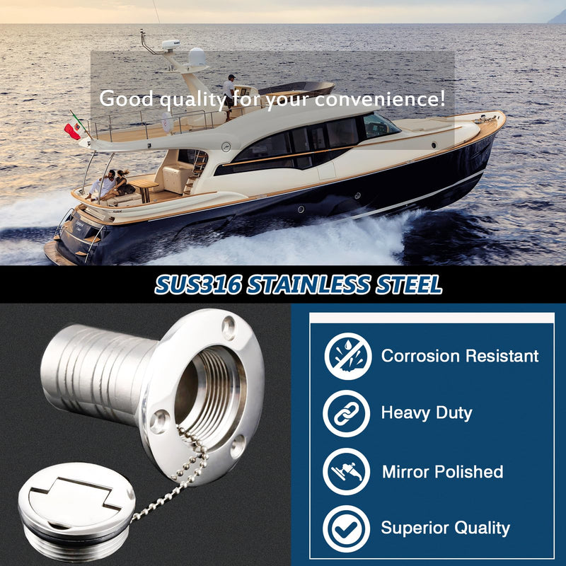 Atibin Steel Hardware Fuel Filler Deck Marine Steel Gas Cap Boat Diesel Stainless Fuel Deck Cap SUS316 2'' 2"