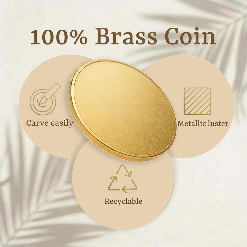 Disabeki Solid Brass Coin Blanks, 10 Pack, 40mm x 2mm, Round Discs for Engraving, Stamping, and DIY Custom Coins 2mm-10PCS