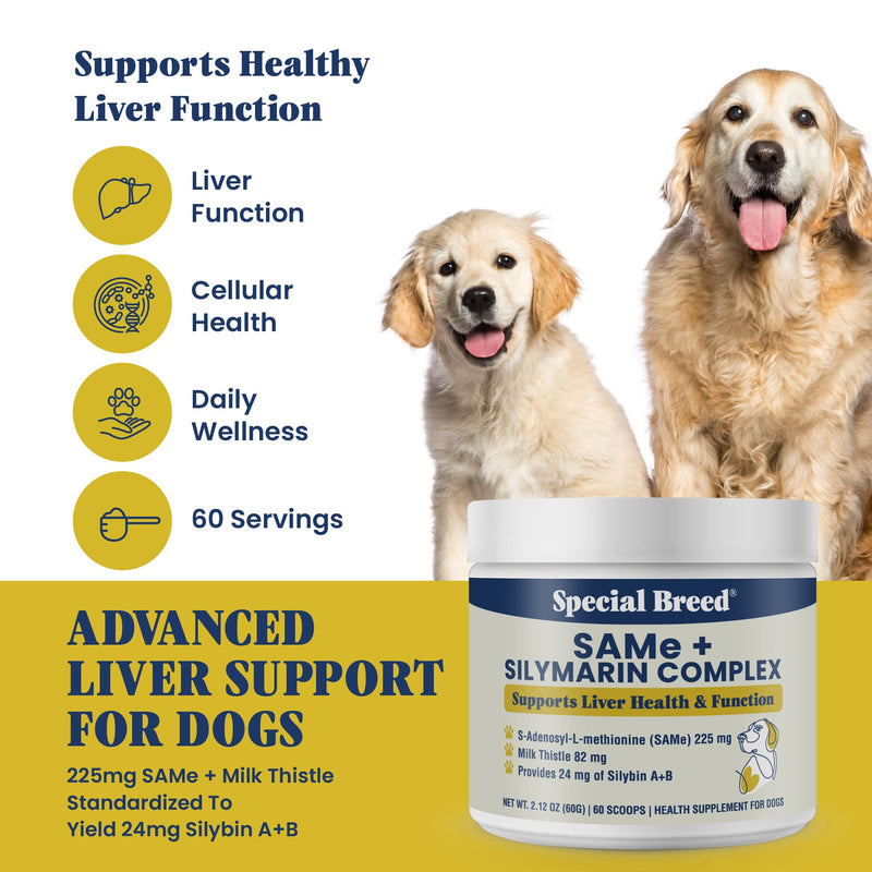 Liver Support for Dogs – Same + Milk Thistle Supplement Powder – Supports Liver Function, Detox & Cellular Health – Silymarin with 24 mg Silybin A+B – 60 Servings