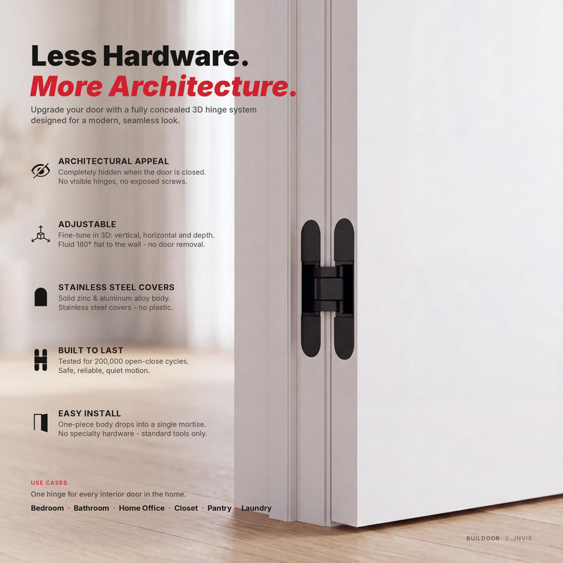 INVIS G60 Hidden Door Hinge, Concealed, Invisible (Matte Black) Matte Black