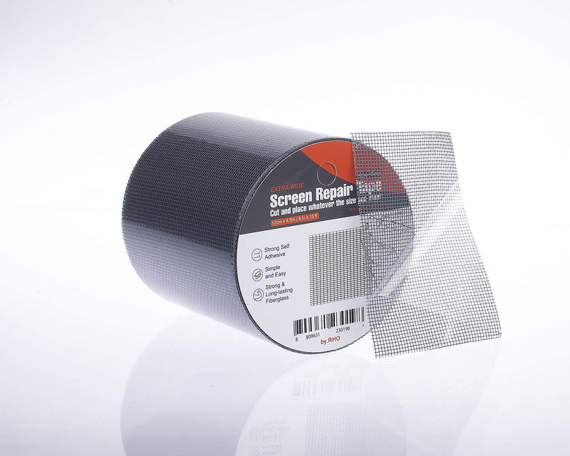 by.RHO Screen Repair Tape, Extra Wide (4in x 15FT), Gray, Adhesive & Waterproof, Fiberglass, fix for Screen Door and Window Screen 4in x 15ft