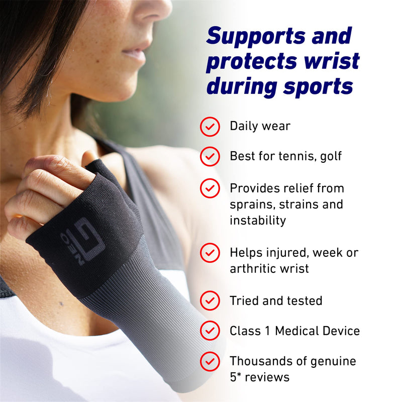 Neo-G Wrist and Thumb Support for Arthritis, Joint Pain, Tendonitis, Sprain - Wrist Brace Wrist Compression Hand Support - M - Black Medium
