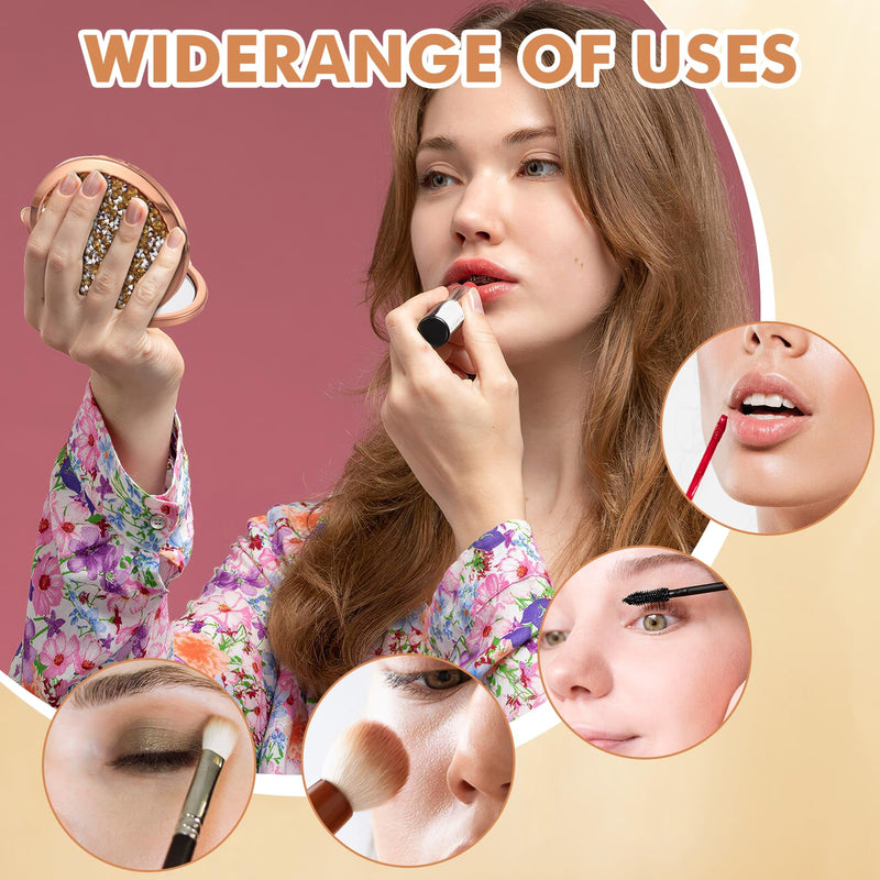 12 Pcs Small Compact Folding Pocket Makeup Mirror - Round Hand Held Mirror with 1X/2X Magnification for Women Girls Travel