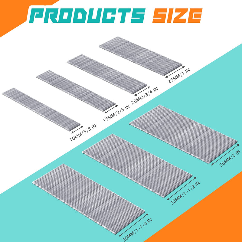 2800 Pieces Brad Nails Nail Gun Nails Finishing Nails Small Nails 18 Gauge Brad Nails for Molding Cabinetry Building Assembly, 2/5 Inch, 5/8 Inch, 3/4 Inch, 1 Inch, 1-1/4 Inch, 1-1/2 Inch, 2 Inch
