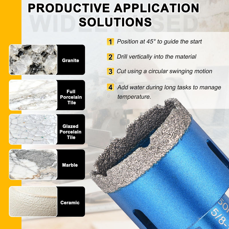 DTGN Diamond Hole Saw 4-17/32" /110mm - 1 PC - Good for Precise Working in Porcelain Tile, Marble, Ceramic - Angle Grinder Diamond Drill Bit - Blue 4-17/32" (110mm)