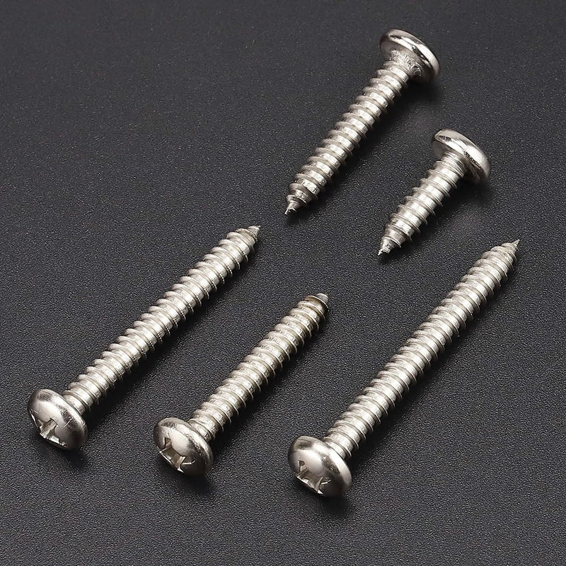 #8 x 3/4" (100 Pack) Stainless Steel Phillips Pan Head Wood Screws, Stainless Steel 304 (18-8), Pan Head Sheet Metal Screws Self Tapping Screws #8 x 3/4" 100