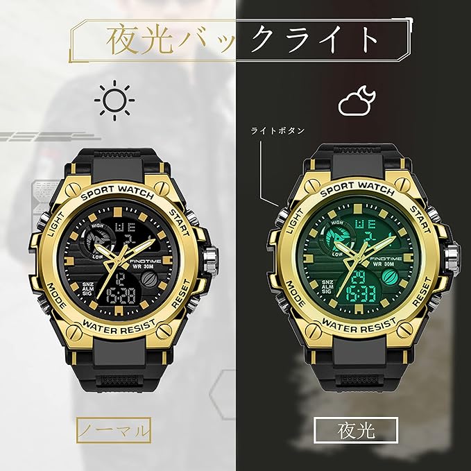 findtime Men's Digital Wristwatch, Digiana, Headwatch, Waterproof, Military Watch, Stopwatch, Sports, Dual Time, Stylish, Alarm, LED, Alarm Clock, Japanese Instruction Manual Included, Black, Silver, - NewNest Australia
