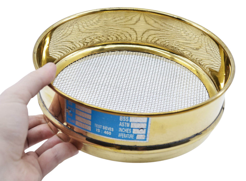 EISCO Test Sieve, 8 Inch - Full Height - ASTM No. 10 (2.0mm) - Brass Frame with Stainless Steel Wire Mesh
