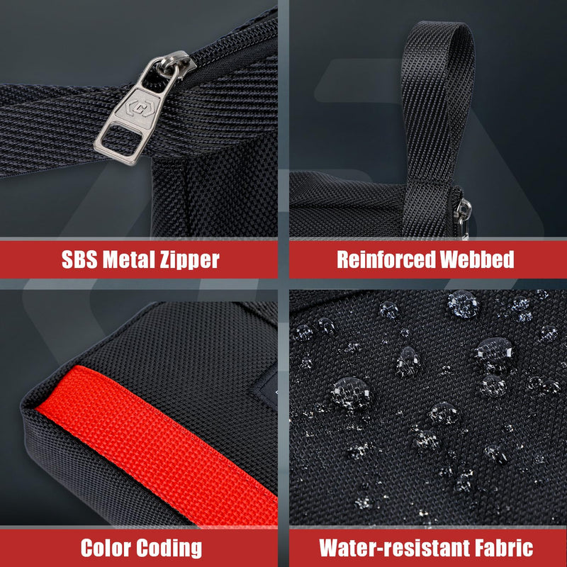 6 Pack Tool Pouches with Zipper, 1680D Tools Bag Storage Kit with 4 Zipper Bags and 2 Stand-up Tool Bags, Multipurpose Tools Utility Pouches Storage Organizer 2 Stand-up Zipper Bags+4 Zipper Bags