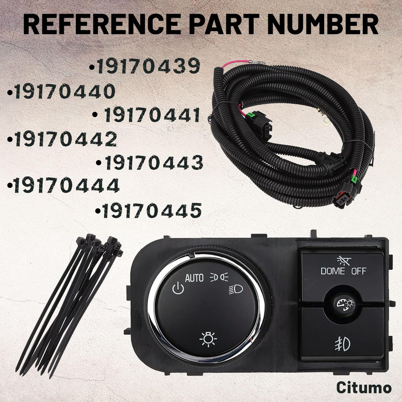 25858705 Dimmer Dome Headlamp Headlight Switch 1527J 15096895 with Fog Light Wiring Harness Compatible with 2007-2013 Silverado Suburban Tahoe GMC Sierra Yukon XL