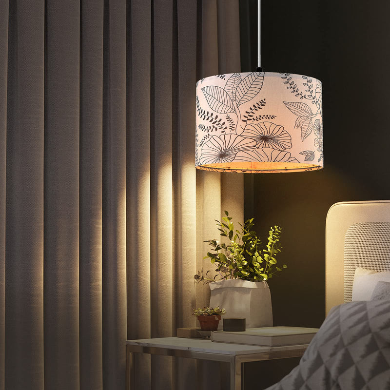 Plug in Pendant Light, Hanging Light with Plug in Cord with Dimmable Switch, Hanging Lamp with 15 ft Clear Cord, Pendant Light Fixture for Bedroom Kitchen Island (Bulb Included) Flower