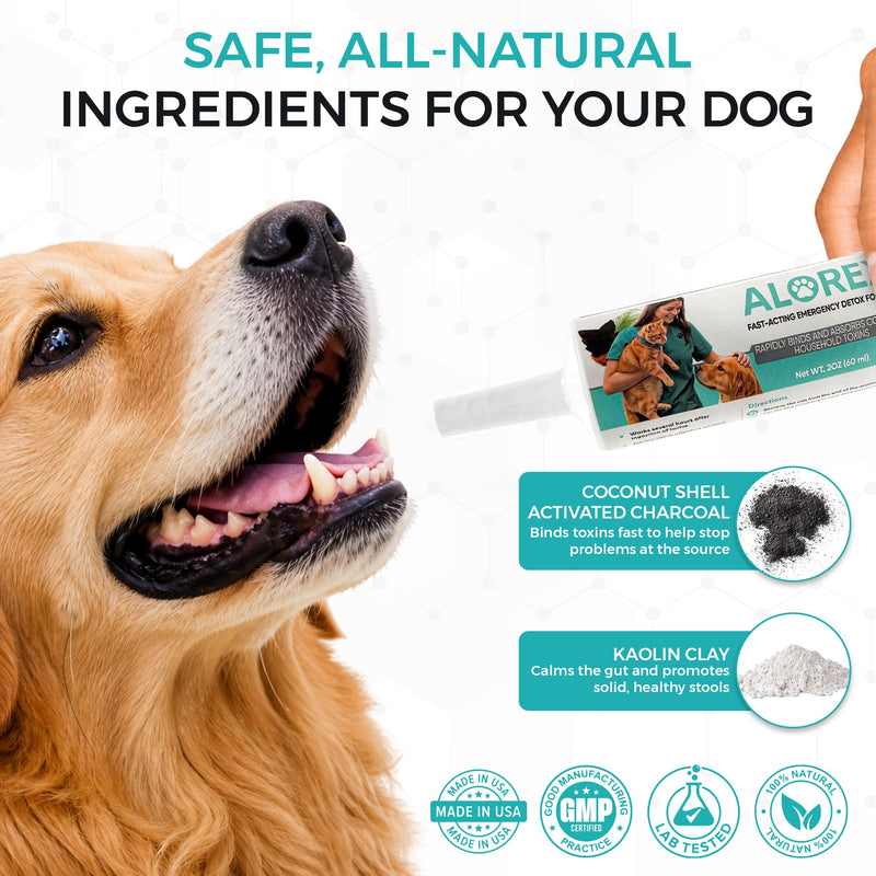 (60ml) Activated Charcoal for Dogs & Cats - Emergency Poisoning Aid Paste | Veterinary-Grade Digestive Aid for Toxin Binding, & Upset Stomach | Fast Acting Pet First Aid Kit
