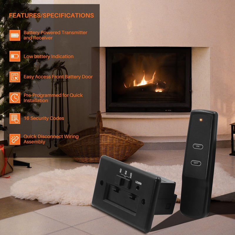 Gas Fireplace Remote Control Kit for Standard Millivolt Valve Appliances
