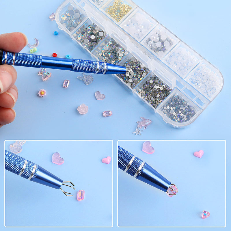 3Pcs Piercing Ball Grabber Tool, 4 Claw Jeweler's Pick Up Tool, Mabor Piercing Ball Gripper Stainless Steel Pearl Grabber Pick Up Tool for IC Chip Electronic Components Small Parts