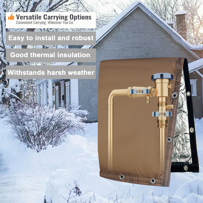Backflow Preventer Insulated Cover (5˚F) Thick 6-Layer Fabric Pipe Insulation Cover (UV Coated) Winter Freeze Protection,for Water Well Pump Covers and Sprinkler Valve Covers (16" W X 20" H) 16"W X 20"H