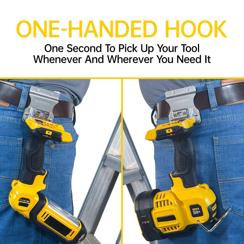 Clip On Tool Belt Drill Holder, Holster Tool Belt Clip for Tape Measure Holder Clip Holster Cordless Drill, Impact, Nailer, Any Tools with Hanger Clips Clip On Tool Belt Drill Holder
