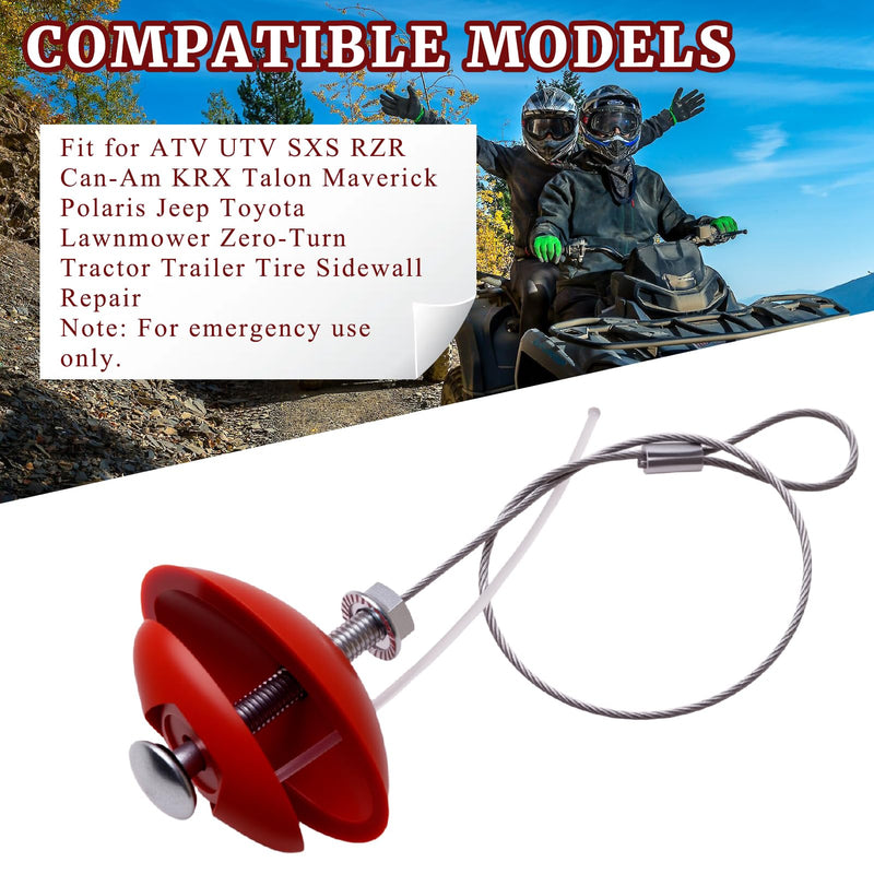 Sidewall Tire Repair Kit Portable Side Wall Slug Emergency Repair Tool Compatible with ATV SXS Can-Am Jeep Tractor Polaris RZR Trailer Lawnmower Less Than 1.5 Inches Side Tear Length Patch