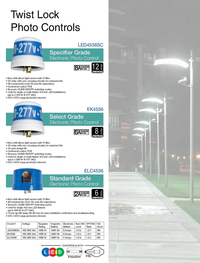 Intermatic EK4336S Nightfox™ Wall Mount Electronic Photocontrol - Reliable Light Sensing for Outdoor & Commercial HID and LED Fixtures - Non-Drift Sensor with 10,000+ Switch Cycles