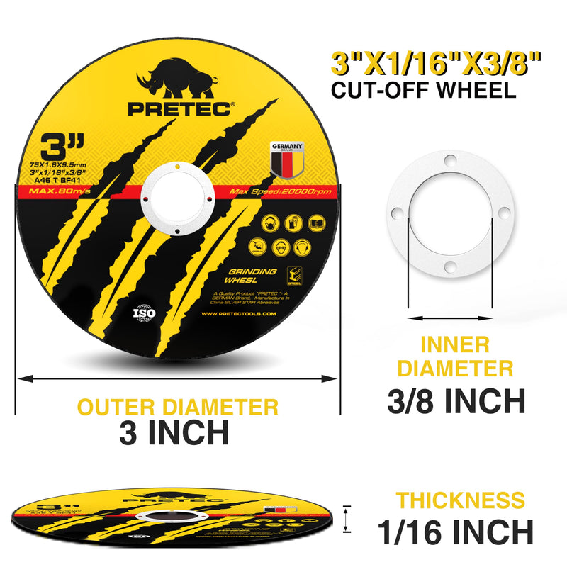 Die Grinder Cut-Off Wheel, 27 Pcs 3Inch Cut Off Wheels with 1/4 in Mounting Mandrel Kit for Die Grinder, 3/8" Arbor Hole Cutting Wheel for Metal & Stainless Steel Rotary Tool Drill Attachment 30