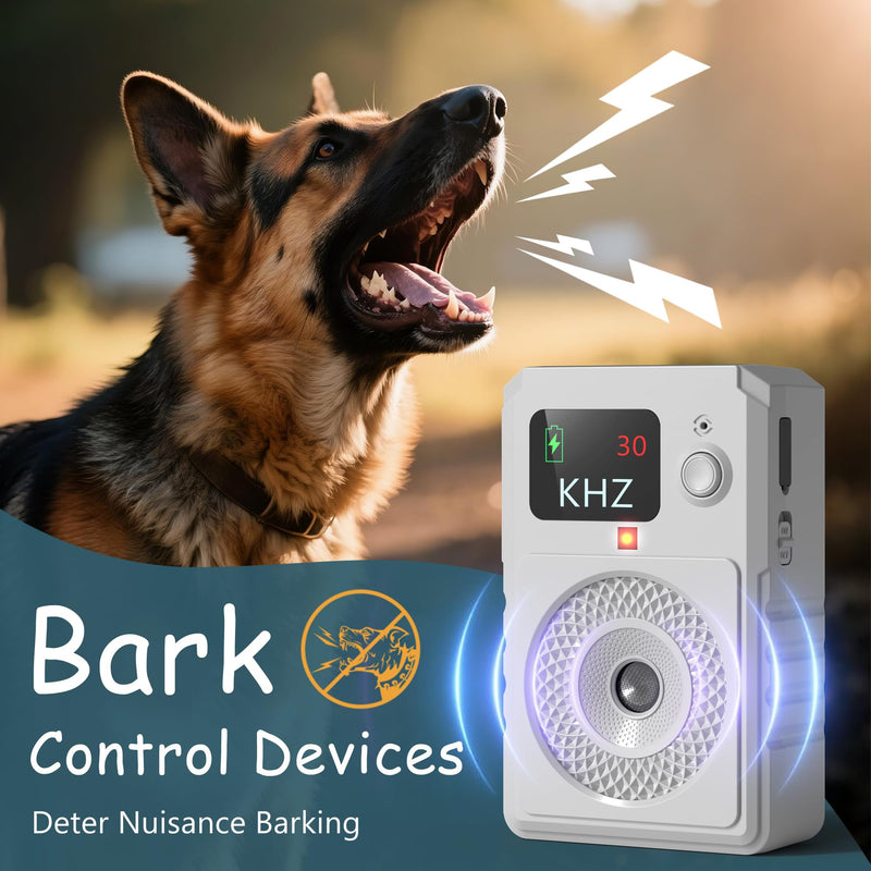 Anti Barking Devices, Ultrasonic Dog Bark Deterrent Devices, Dog Barking Control Device, Rechargeable Dog Silencer, Bark Box, Dog Barking Stopper for Dogs Training Indoor & Outdoor (White) White