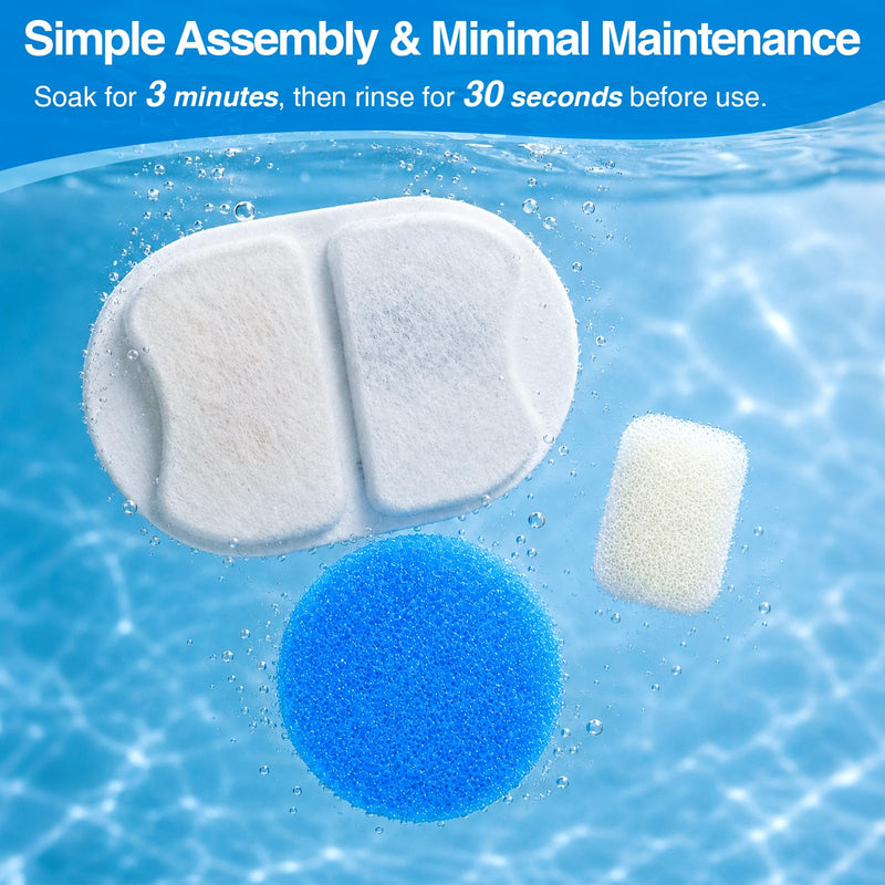 DOOOB Dog Water Fountain Filter, 36 Pack Dog Fountain Filters 12 Filters + 12 Sponges + 12 Sponges