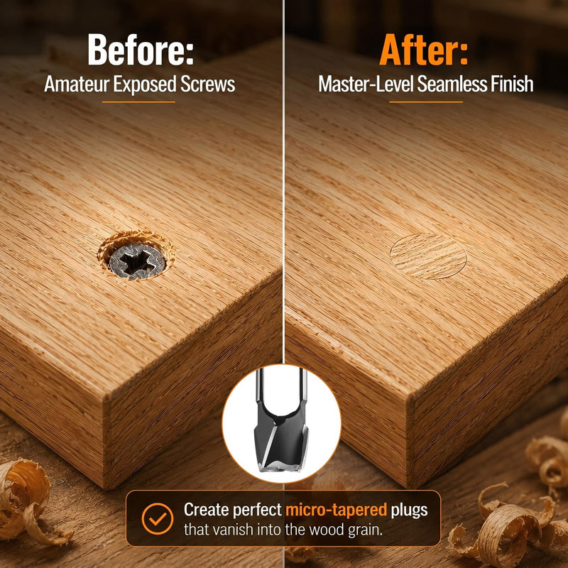 Lasnten 3 Pcs Wood Plug Cutter Tenon Dowel Cutters Drill Bit Set for Woodworking with Carrying Case (3/8″,1/2",5/8") 3/8″, 1/2", 5/8"
