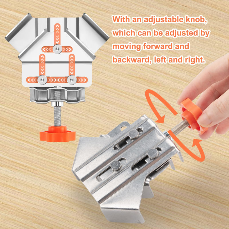 2 PCS Corner Clamps for Woodworking, Multipurpose Stainless Steel 90 Degree Right Angle Clamp with Adjustable Swing Jaw For Wood, Metal Pipe, Steel Rod, And Glass