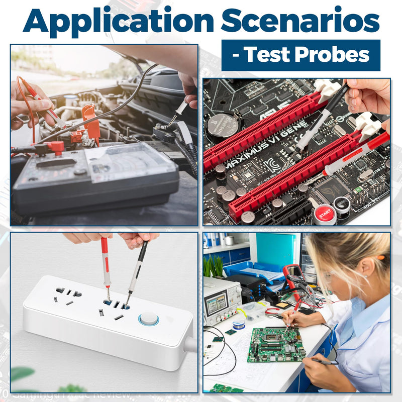2 Wire 30 ft Retractable Test Leads with 4 mm Banana Plugs, 18 AWG Multimeter Test Leads with 4 Alligator Clips, 2 Test Probes and 2 Wire Piercing Probes, Test Lead Kit for Testing Electrical Circuits