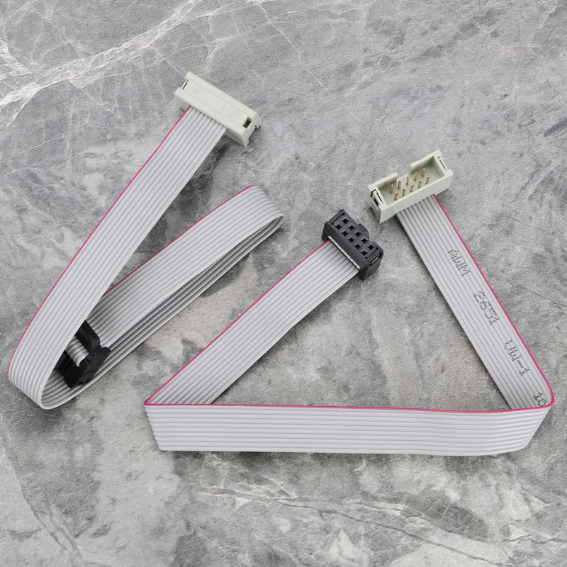 2Pcs 10 Pins IDC Extension Cable IDC Extension Jumper Connector Male to Female IDC Extension Cable 2.54mm Pitch Double Row Flat Ribbon Cable