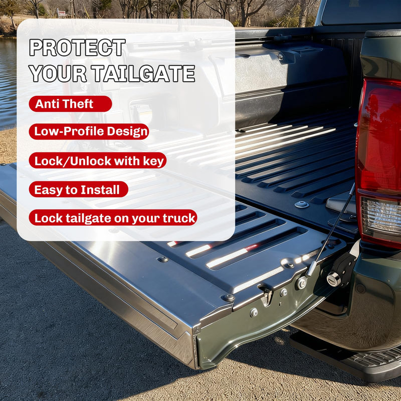 Universal Tailgate Lock for Trucks, Tailgate Anti-Theft Lock Fit for Toyota Tacoma, Quick Install with Keys, Tailgate Security Accessory