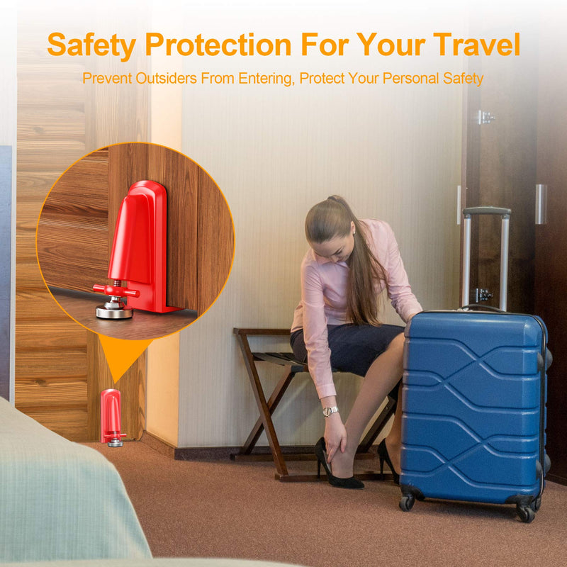 Door Stoppers Security - Portable Door Jammer for Travel Security Anti Theft, Apartment Hotel Door Lock - Protection for Homeowner and Children, Lockdown Device for Women Safety Self Defense (Red) Red