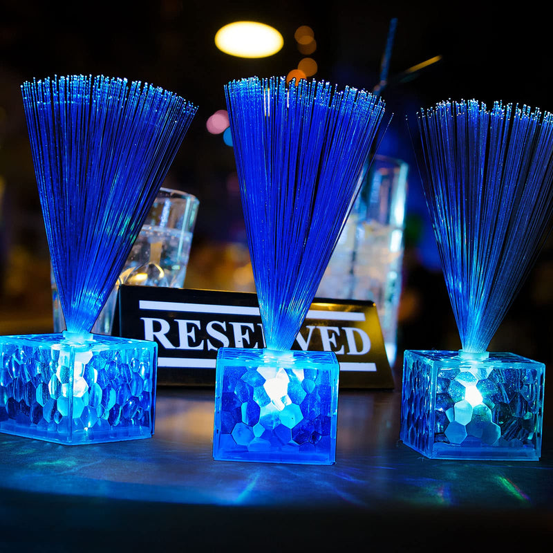 Amylove 16 Pieces Mini Fiber Optic Lamps Bulk 5.5 Inch Small LED Light up Centerpieces for Table Decorations with Crystal Base Battery Powered for Glow in The Dark Party Favors Supplies