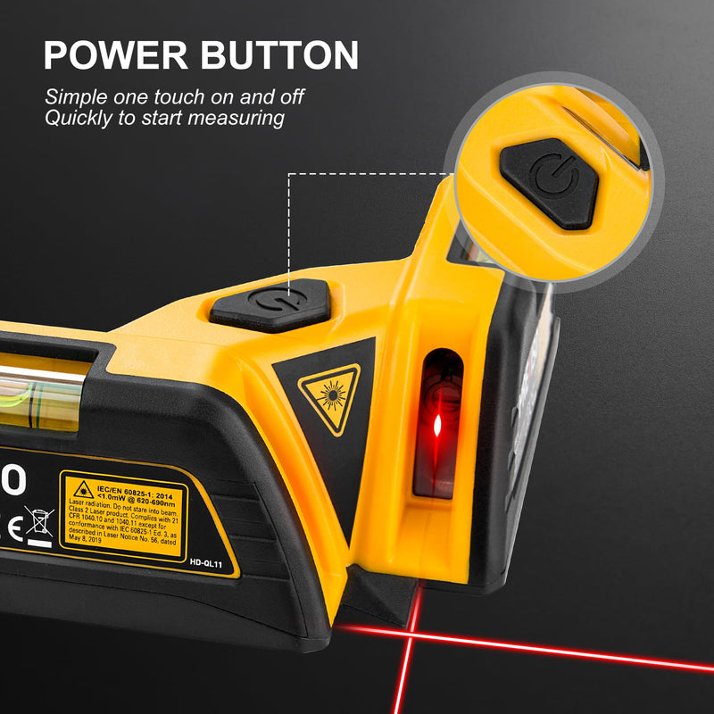 PREXISO Square Laser - 30Ft Flooring Laser Level, Tile Laser Line Projection, Angle 90° Magnetic Leveling Tool, Square Built-In 2 Bubble Vials With Wall Panel Stand for Installation, Construction