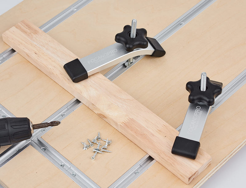 T Track 24" with Wood Screws- Double-Cut Profile Aluminum T-Track with Predrilled Mounting Holes -Woodworking and Clamps-Fine Sandblast Anodized -Silver Color -2 Pack 24" T track ,2pk