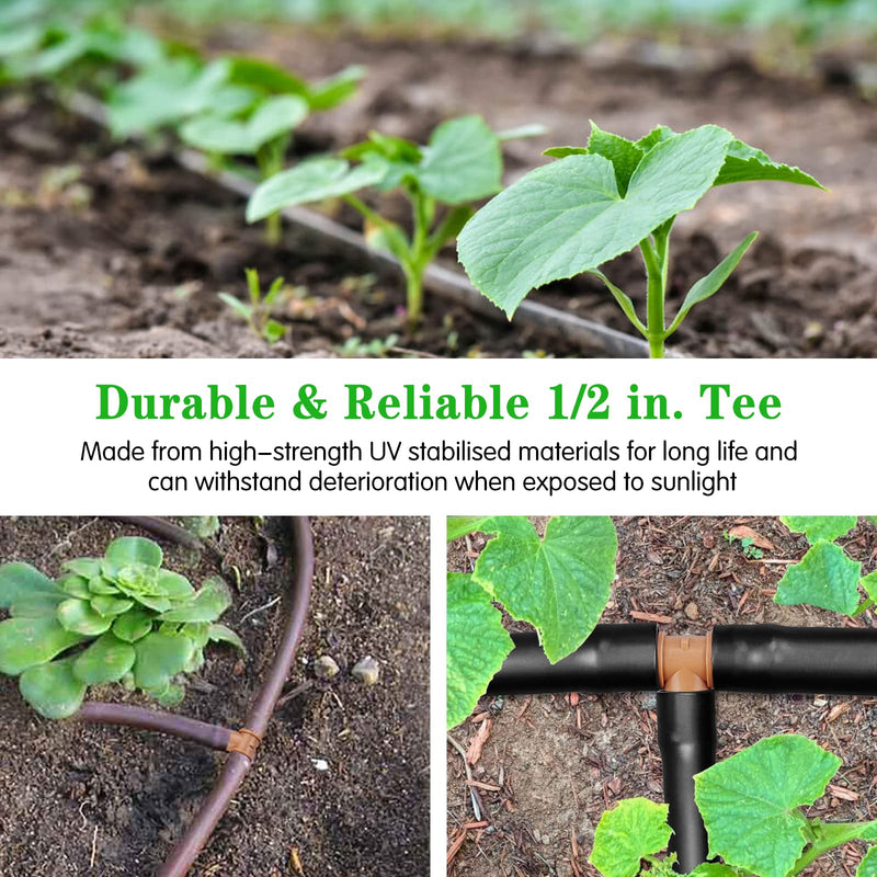 Drip Irrigation Barbed Tee：30 Pack Drip Irrigation Tee Parts Fits for 1/2 Inch Drip Irrigation Tubing 17mm 0.600" ID Tee Connectors for Patio Lawn Garden 30 Pack Tee