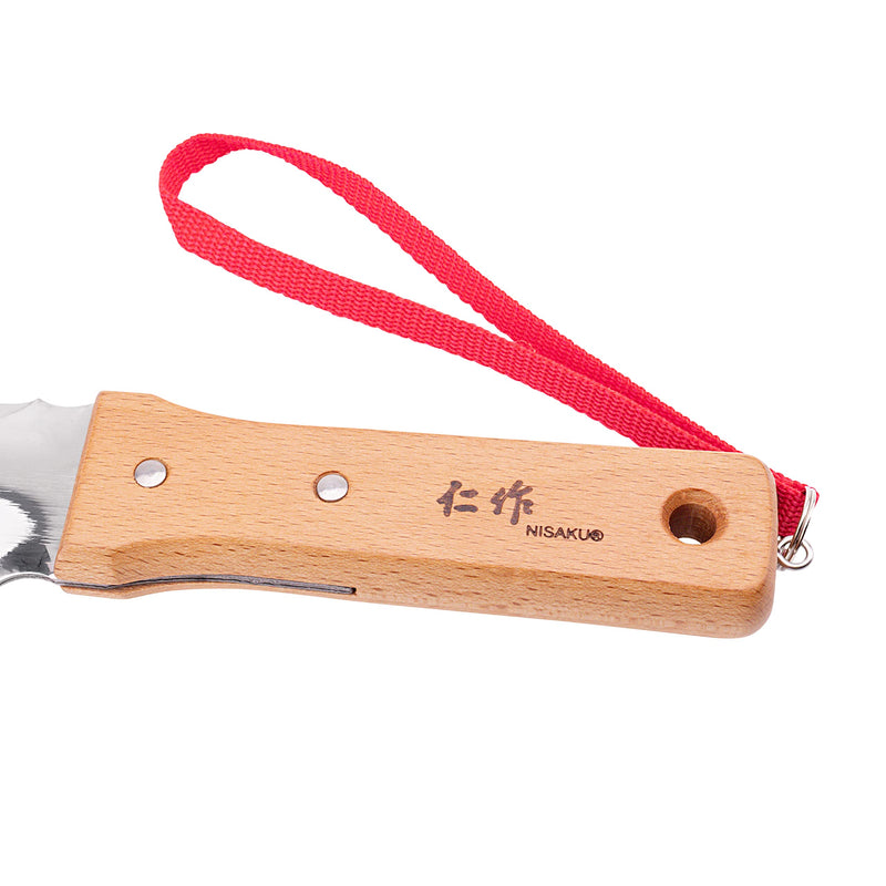 NJP651 Hori Weeding & Digging Knife-Hardened HRC58 Edition, Authentic Tomita (Est. 1960) Japanese Stainless Steel, 7.25" Blade, Wood Handle, w/Premium Leather Sheath