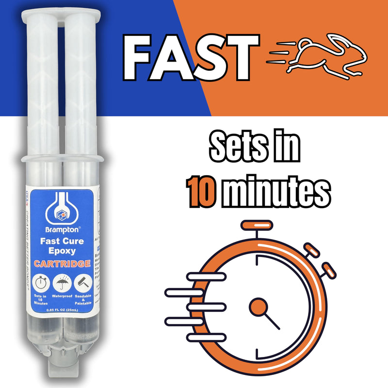 Brampton Fast Cure Epoxy - Epoxy Glue Kit for Metal, Wood, Tile, Most Plastics & More - Sets in 10 Minutes - Strong, Durable, Waterproof, Sandable, and Paintable Epoxy Resin (.85 oz)