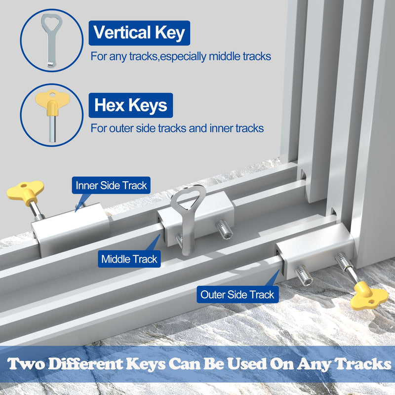 RELIANCER 8 Sets Sliding Window Locks,Aluminum Security Door Window Stoppers,Adjustable Security Window Locks for Horizontal & Vertical Windows Doors,Child Proof Slider Window Locks for Home Safety