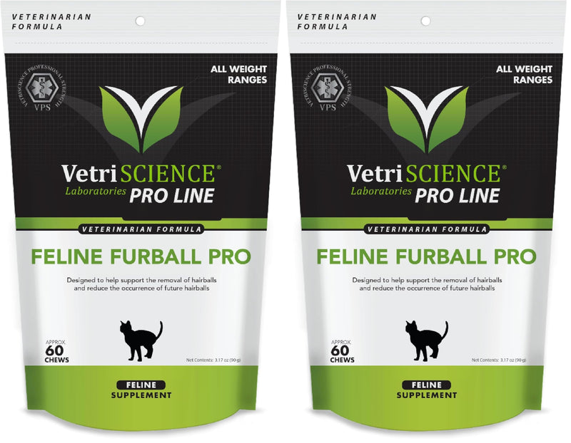 VETRISCIENCE Veterinary Strength Hairball Control for Cats - Cat Hairball & Digestion Support for Cats Skin & Coat Health Formula - Chicken Flavor - 60 Chews (Pack of 2) 60 Count (Pack of 2)