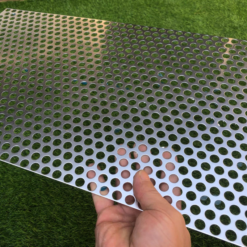 Aluminum Perforated Metal Sheets 16 Gauge 23.6 inch by 11.8 inch Expanded Metal Mesh Aluminum Opening 2/5" 0.4 inch (About 10 mm) Perforated Steel Sheet Mesh Screen Decorative 23.6" X 11.8" 1