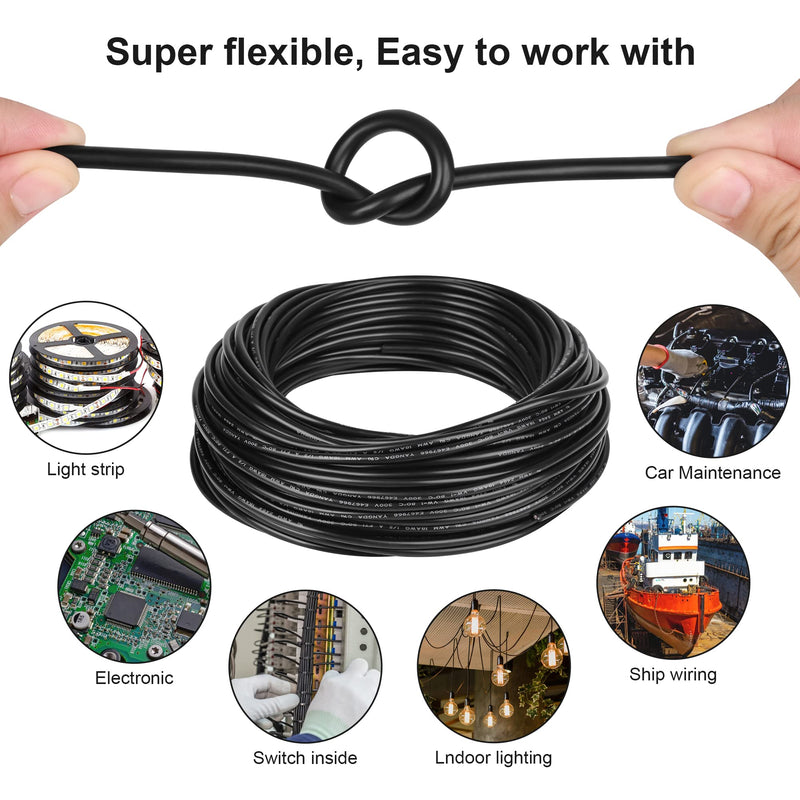 18 Gauge Electrical Wire 2 Conductor,18 AWG Electrical Wire Stranded PVC Cord Oxygen-Free Copper Cable,50FT Pure Copper Electrical Wire Cord for LED Lamp Lighting Strips Automotive… 50FT 18AWG-2C