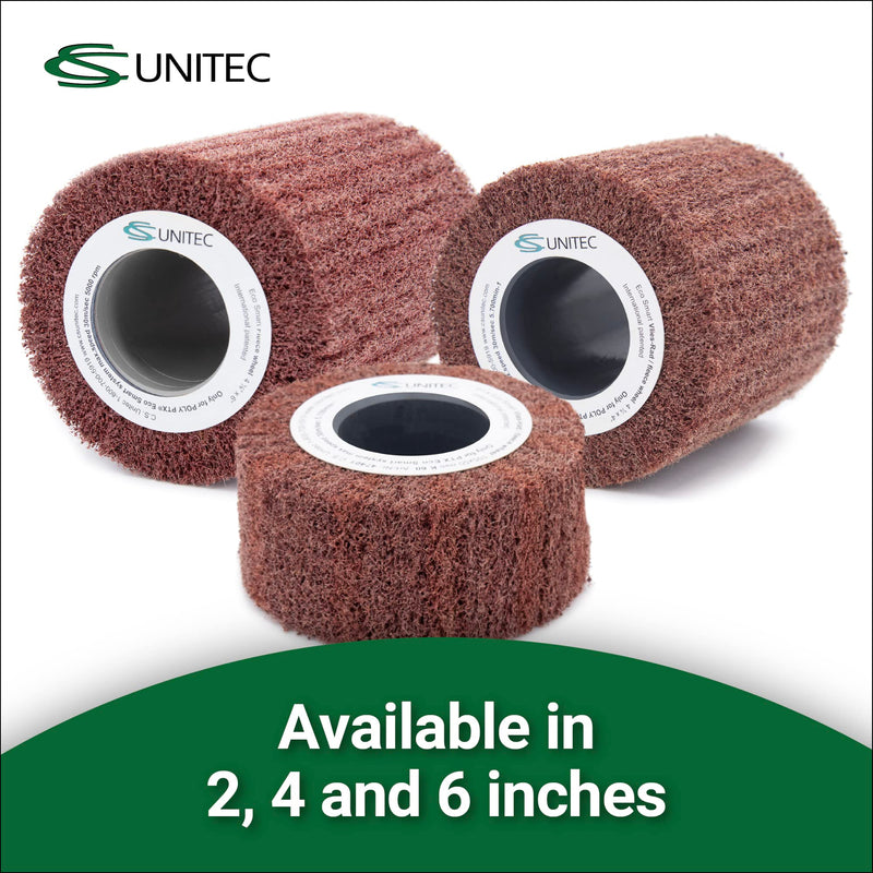 CS Unitec | 47412 | PTX Fleece (Nonwoven) Wheel. 80-Grit Metal & Wood Grinder Polisher Tool Wheel Attachment. 4-1/8" Diameter. x 4" Width - Made in Germany 4" x 4-1/8" 80 Grit