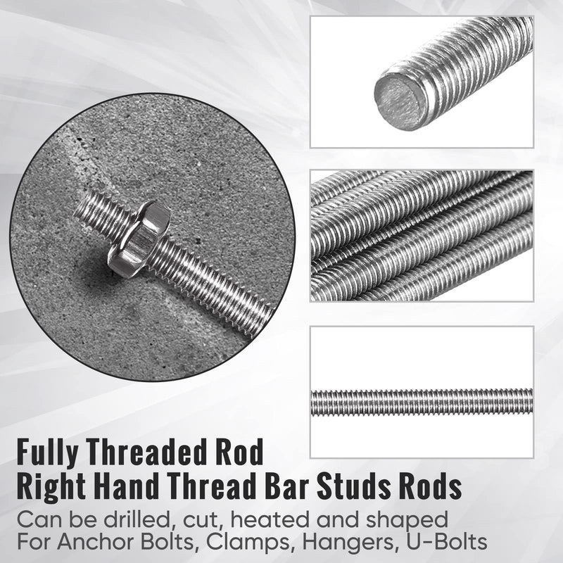 LEIFIDE 8/32 Inch 4mm Threaded Rod with Hex Nuts 4mm Stainless Steel Threads Studs Rods Stainless Steel Fully Threaded Hex Nuts for Beaded Garden Stake Rods(24 Pcs,8 Inch) 8 Inch 24