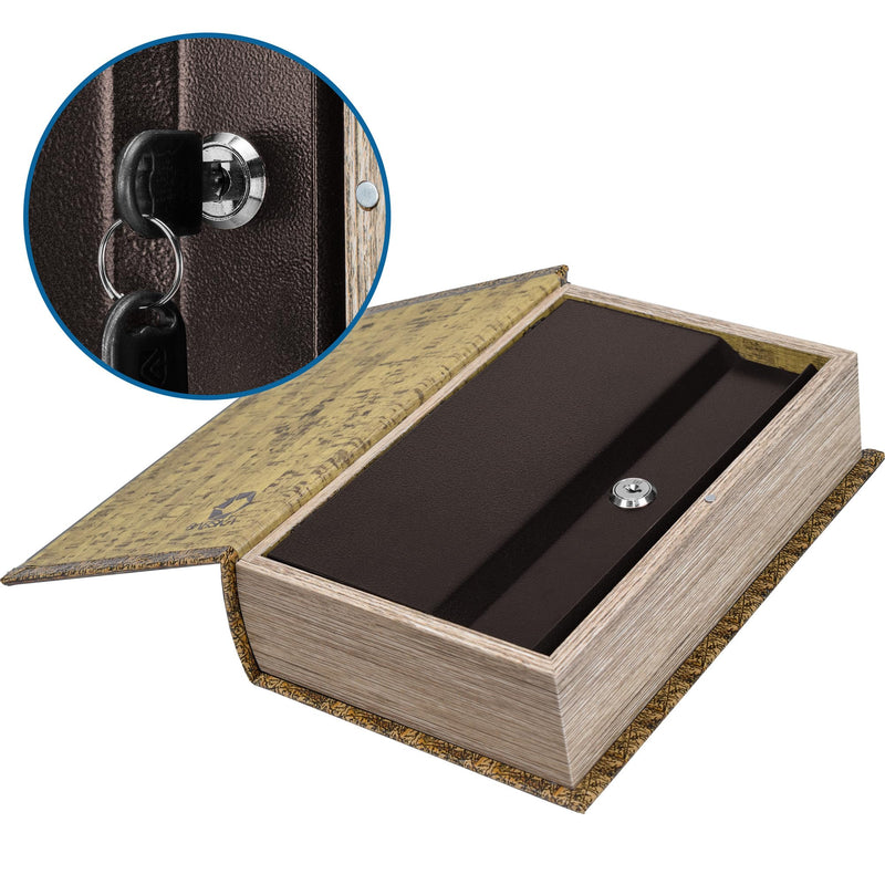 Barska Portable Diversion Dual Book Safe Concealed Lock Box for Secure and Discreet Hidden Storage of Valuables and Personal Items Antique Map