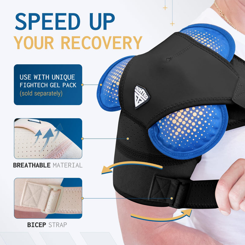 FIGHTECH Shoulder Brace for Torn Rotator Cuff for Men and Women - 4 Sizes - Support & Pain Relief (Black, Large/X-Large) Black
