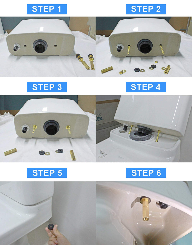 Universal Toilet Tank to Bowl Repair Kit Including 2 Sponge Gaskets and 3 Set Brass Hardware Kits Fits 2 Inches 3 Inches Flush Valve Opening