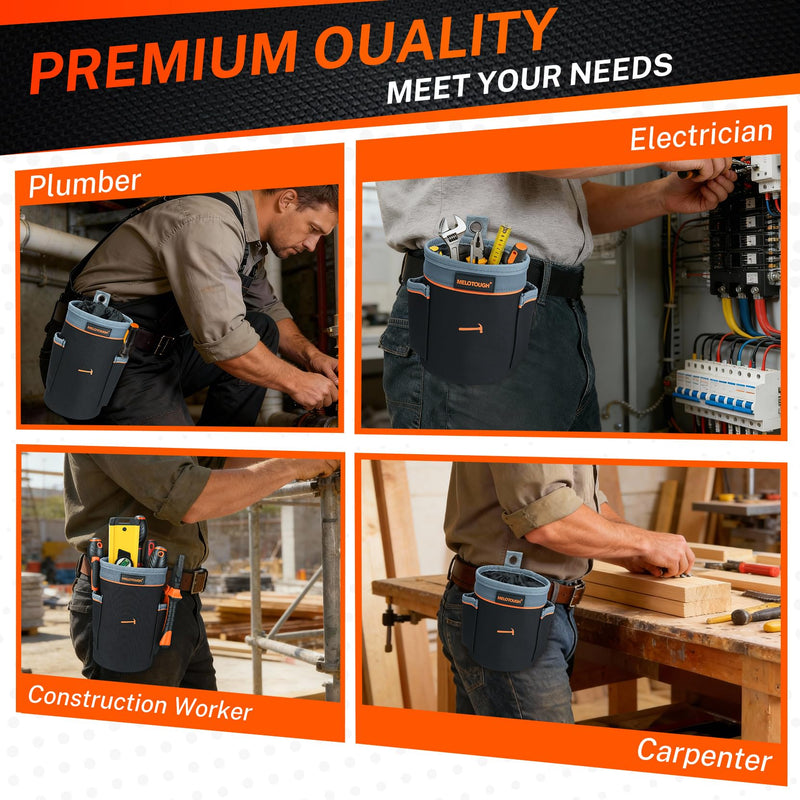 MELOTOUGH Tool Pouch Multi-Pack | Screw, Nail & Bolt Bag Set in 2 Sizes | Clip-On for Tool Belt & Vest | 1, 2 & Combo Pack, 600D Nylon Mixed 2 Pack