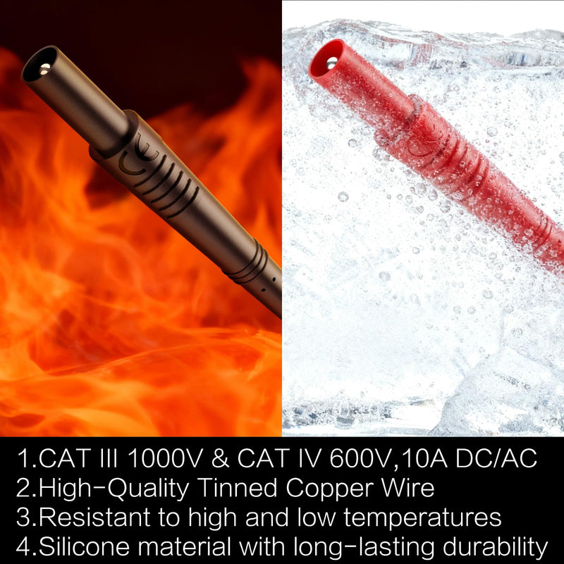 60 Inch Multimeter Insulated Test Leads,Soft Silicone Test Leads Compatible with Multimeter, Voltmeter, Clamp Meter